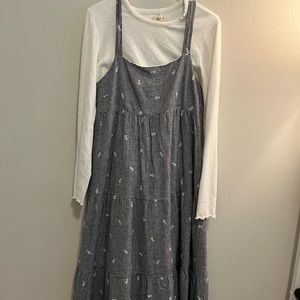 SOLD - Madewell MP Embroidered Tiered MIDI Dress in Gingham Check